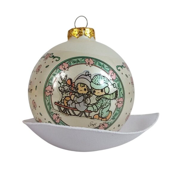 Precious Moments Glass Christmas Ornament Sharing Our Season Together 1995 VTG - Picture 3 of 12
